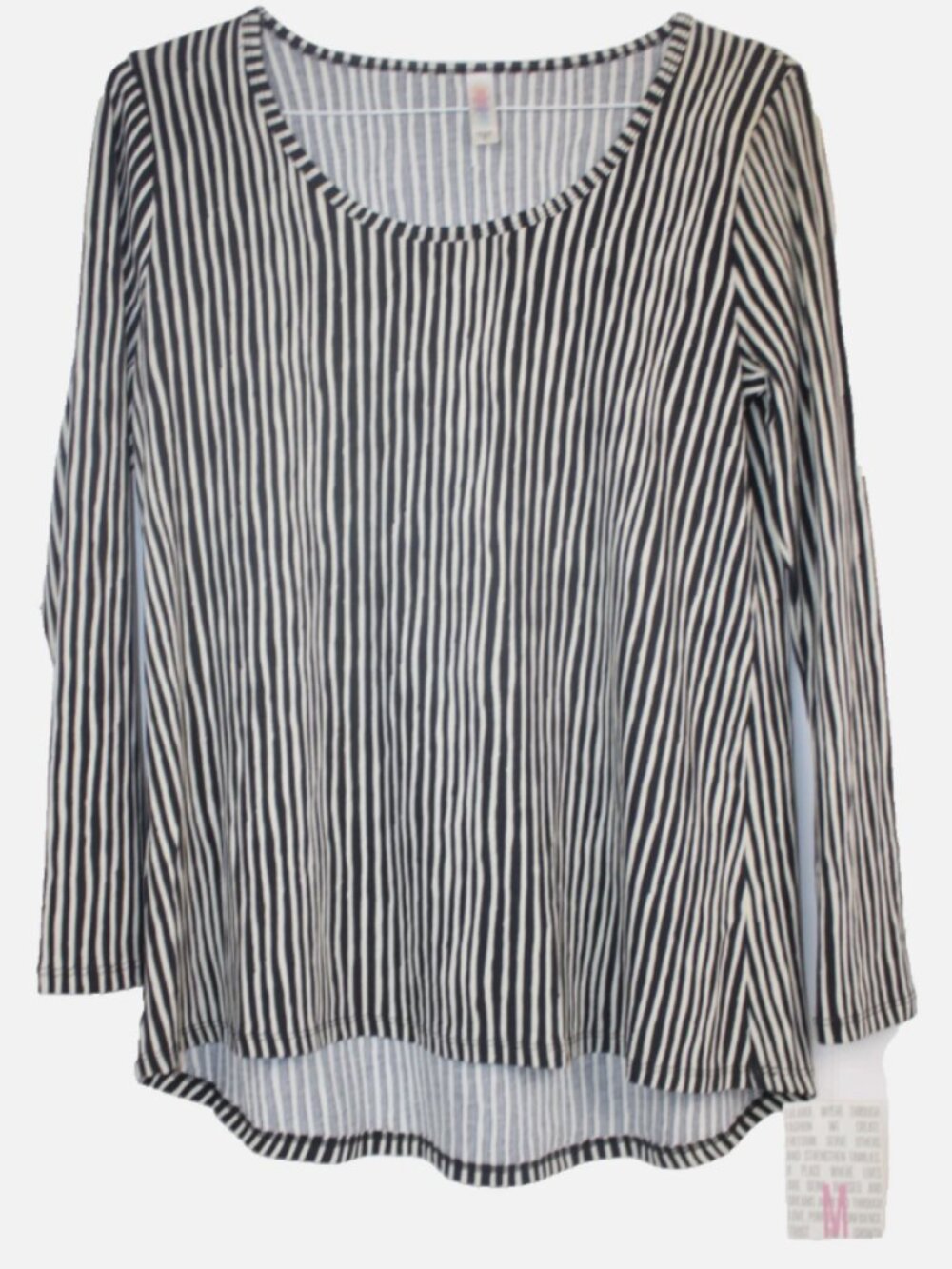 LuLaRoe LYNNAE Women's Shirt Top NWT Size M Medium Black Gray Stripes Halloween